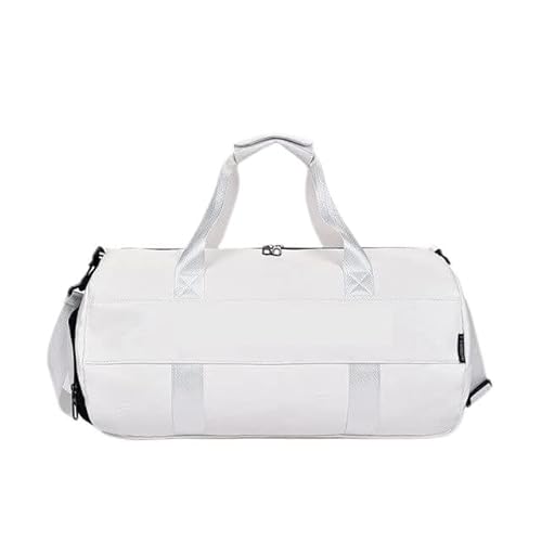 SUICRA Sporttaschen Men Sports Fitness Training Bag PU Waterproof Handbag Bag Large Travel Duffel Bag Gym Accessories Men (Color : White L) von SUICRA