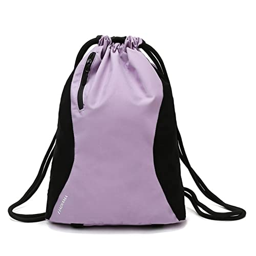 SUICRA Turnbeutel Fitness Yoga Tasche mit Schuhtasche Sport Kordelzug Rucksack Gym Training Aufbewahrung Nylon Handtasche für Männer Frauen (Color : Purple) von SUICRA