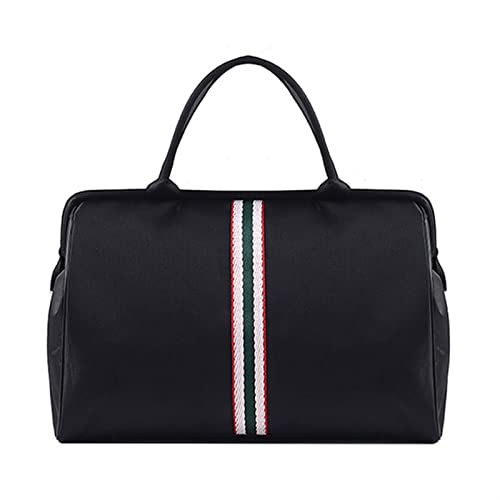 SUICRA Turnbeutel Frauen über Nacht Wochenende Fitness Tasche Damen Stripe Yaga Große Reisetasche Leichte koreanische Männer Faltbare Outdoor-Taschen (Color : Black) von SUICRA