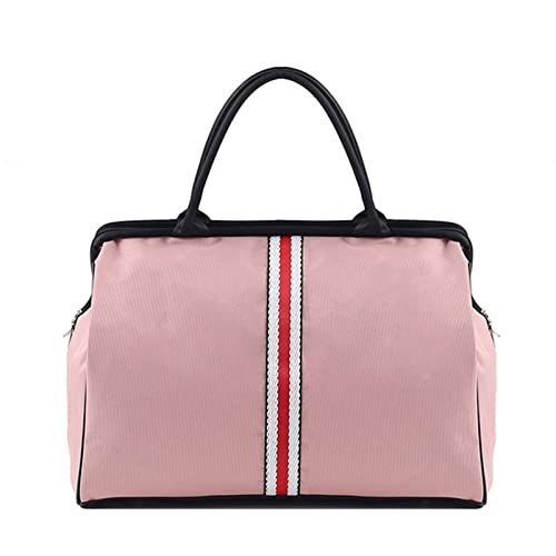 SUICRA Turnbeutel Frauen über Nacht Wochenende Fitness Tasche Damen Stripe Yaga Große Reisetasche Leichte koreanische Männer Faltbare Outdoor-Taschen (Color : Pink) von SUICRA