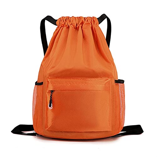 SUICRA Turnbeutel Outdoor-Sportrucksack mit KordelzugSporttasche für Mann wasserdichte Kleidung Aufbewahrungstasche Frauen Fitnes (Color : Orange) von SUICRA