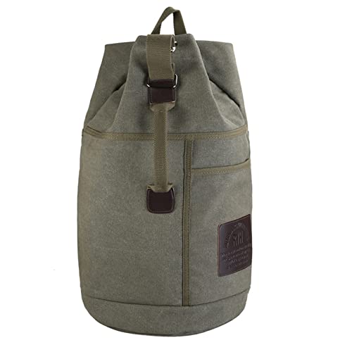 SUICRA Turnbeutel Reiserucksäcke mit großer Kapazität für Männer, Gepäck, Segeltuch, Eimer, Umhängetasche, Mann, Reise, Seesäcke, Männer, Rucksack im Freien (Color : Army Green) von SUICRA