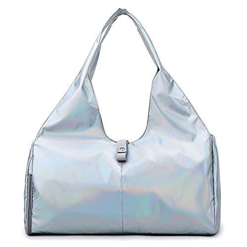 SUICRA Turnbeutel wasserdichte Fitness-Sporttasche, große Yoga-Mattentasche, Reisetaschen, Damen, Workout, Handgepäck, Organizer, Training, Sporttasche für Frauen (Color : Silver) von SUICRA