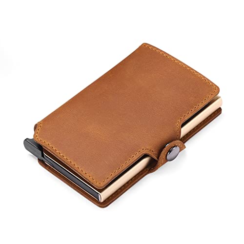 SUICRA-Visitenkartenhalter Echtes Leder Kreditkartenetui Herren Geldbörsen Schlank Dünne Geldbeutel Kartenhalter Etui Smart Wallets (Color : Bruin) von SUICRA