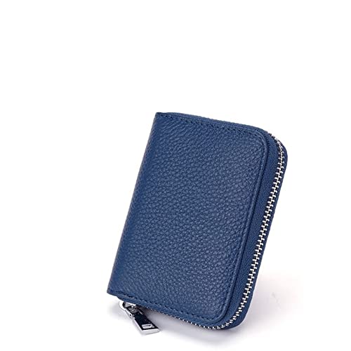 SUICRA-Visitenkartenhalter Herren Visitenkartenetui Echtes Leder Kreditkartenetui Damen Reißverschlusstasche Unisex Kartenetui Reißverschluss Geldbörse (Color : Blue) von SUICRA