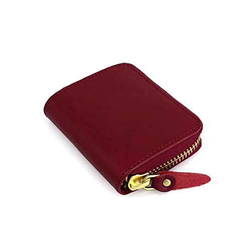 SUICRA-Visitenkartenhalter Kartengeldbörse Echtes Leder Damen Kreditkartenetui Aufbewahrung Münzbeutel Tasche Herren (Color : Red) von SUICRA