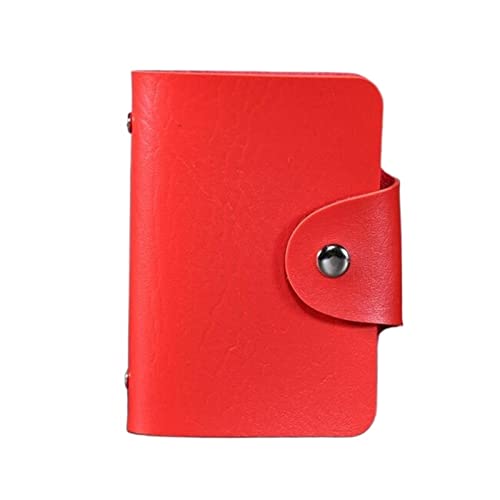 SUICRA Visitenkartenhalter Kartenhalter 24-Bit-Kreditkartenhalter, einfarbiges Kartenetui, Business-ID-Karten-Organizer, tragbar, Männer, Frauen, Geldbörsen (Color : Red) von SUICRA