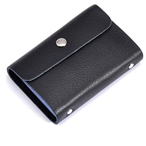 SUICRA Visitenkartenhalter Kartenhalter Ausweishalter aus echtem Leder Bonbonfarbene Bank Kreditkarten-Ausweis-Geldbörse Einfache dreifach gefaltete Schnallentasche Custom (Color : Black) von SUICRA