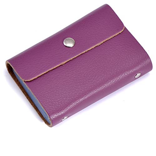 SUICRA Visitenkartenhalter Kartenhalter Ausweishalter aus echtem Leder Bonbonfarbene Bank Kreditkarten-Ausweis-Geldbörse Einfache dreifach gefaltete Schnallentasche Custom (Color : Purple) von SUICRA