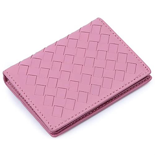 SUICRA Visitenkartenhalter Kartenhalter Handgefertigte, weiche Schafshaut-Strickkarten-Geldbörsen, Leder, heiße Marken-Kartenhalter, Unisex-Kartenetui (Color : Pink) von SUICRA