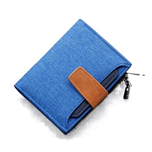 SUICRA Visitenkartenhalter Kartenhalter Herren Geldbörse Canvas und PU-Leder Grau/Blau/Schwarz Kurze Herren Geldbörse Haspe/Reißverschluss Kreditkartenetui Brieftasche für Herren Geldbeutel (Color : von SUICRA