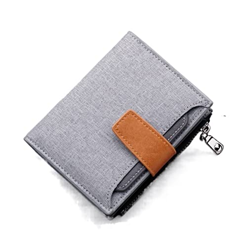 SUICRA Visitenkartenhalter Kartenhalter Herren Geldbörse Canvas und PU-Leder Grau/Blau/Schwarz Kurze Herren Geldbörse Haspe/Reißverschluss Kreditkartenetui Brieftasche für Herren Geldbeutel (Color : von SUICRA