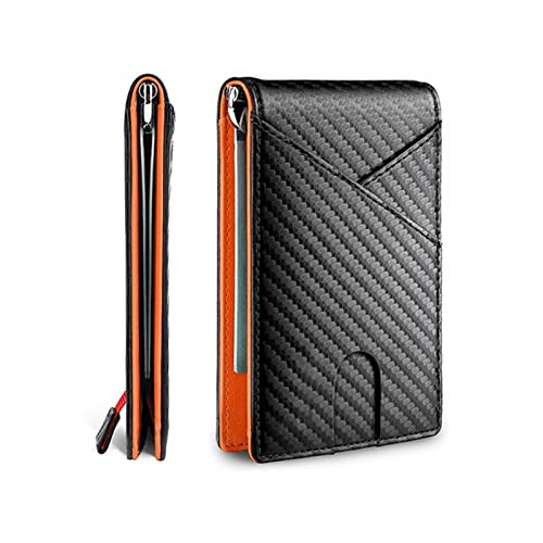 SUICRA Visitenkartenhalter Kartenhalter Kohlefaser-Männer-Geldbörsen-Kartenhalter-dünne dünne Taschen-Mann-Geldbörsen-Geldbeutel-Geschäfts-Schwarze männliche Geldbeutel-Wallet (Color : Orange) von SUICRA