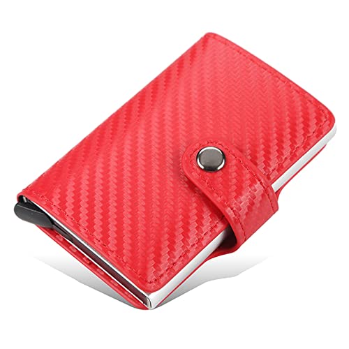 SUICRA Visitenkartenhalter Kartenhalter Kreditkartenetui Brieftasche Männer Frauen Metall RFID Vintage Aluminium Tasche Pferd PU Leder Bankkartenetui (Color : Red) von SUICRA