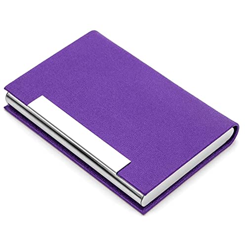 SUICRA Visitenkartenhalter Kartenhalter Visitenkartenetui Edelstahl Aluminiumhalter Metallbox Cover Damen Kredit Visitenkartenetui (Color : Purple) von SUICRA