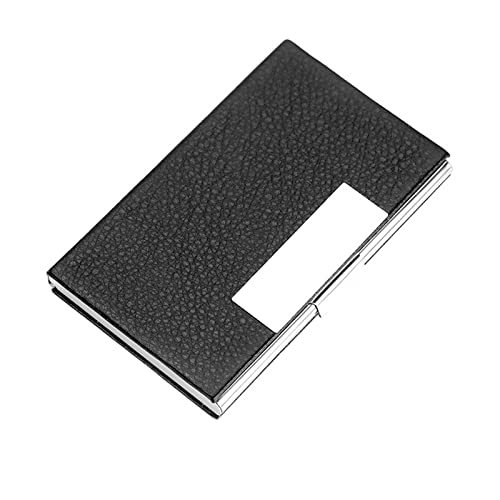 SUICRA-Visitenkartenhalter Luxus-Visitenkarten-Etui Aluminium PU-Etui-Abdeckung Metall-Kreditkartenhalter Brieftasche Visitenkartenhalter (Color : Black) von SUICRA