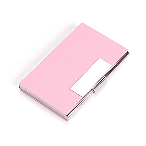 SUICRA-Visitenkartenhalter Luxus-Visitenkarten-Etui Aluminium PU-Etui-Abdeckung Metall-Kreditkartenhalter Brieftasche Visitenkartenhalter (Color : Pink) von SUICRA