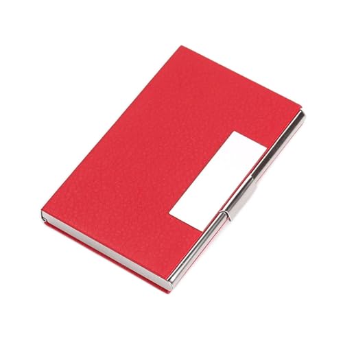 SUICRA-Visitenkartenhalter Luxus-Visitenkarten-Etui Aluminium PU-Etui-Abdeckung Metall-Kreditkartenhalter Brieftasche Visitenkartenhalter (Color : Red) von SUICRA