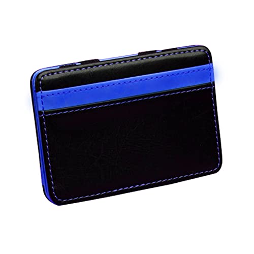 SUICRA-Visitenkartenhalter Männer männlich PU Leder Mini kleine magische Geldbörsen Reißverschluss Geldbörse Beutel Kunststoff Kreditkartenetui Halter (Color : Blue) von SUICRA