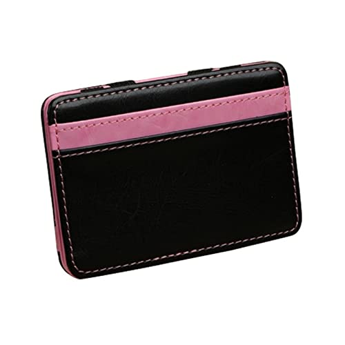 SUICRA-Visitenkartenhalter Männer männlich PU Leder Mini kleine magische Geldbörsen Reißverschluss Geldbörse Beutel Kunststoff Kreditkartenetui Halter (Color : Pink) von SUICRA