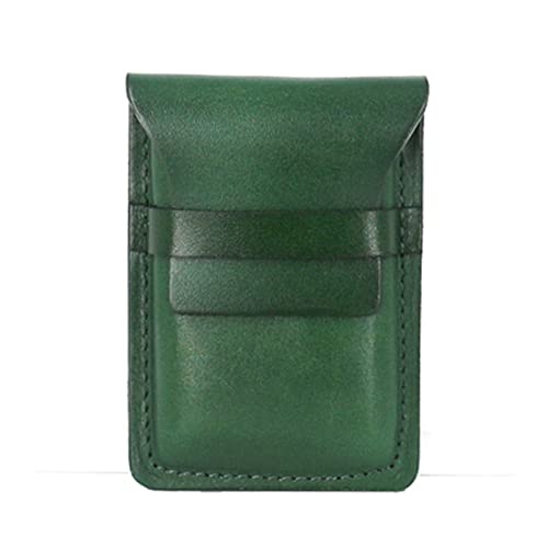 SUICRA-Visitenkartenhalter Visitenkartenetui aus echtem Leder für Herren, Kleiner Kreditkartenhalter, Retro-Damen, Mini-Geldbörsen (Color : Green) von SUICRA