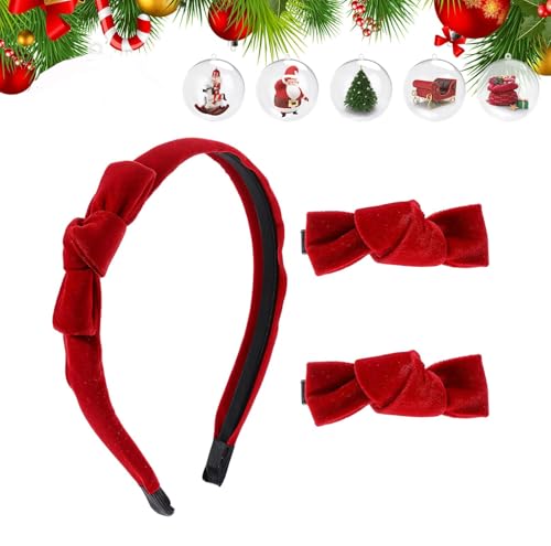 3 Stücke Rote Schleife Stirnband,Samt Haarreif Und Schleifen Set Mit Alligator Clips für Frauen und Mädchen, Kopfbedeckung Zubehör für Christmas Karneval Winter 3 Stücke Rote Schleife Stirnband,Samt Haarreif Und Schleifen Set Mit Alligator Clips für Frauen und Mädchen, Kopfbedeckung Zubehör für Christmas Karneval Winter von SUIFAYIO