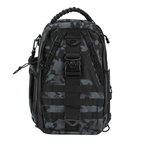 SUIKIHUM Angelausrüstungs-Rucksack für Herren, Schlingen- oder Rucksack-Stil mit Rutenhalter, wasserdicht, ideal für Angler, Bootsangeln, Wanderausflüge, graue Tarnung von SUIKIHUM