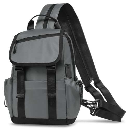 SUIKIHUM Mini-Rucksack mit Diebstahlschutz, wandelbare Schultertasche mit USB-Ladeanschluss, ein Riemen, lässiger Rucksack, Grau, Small von SUIKIHUM