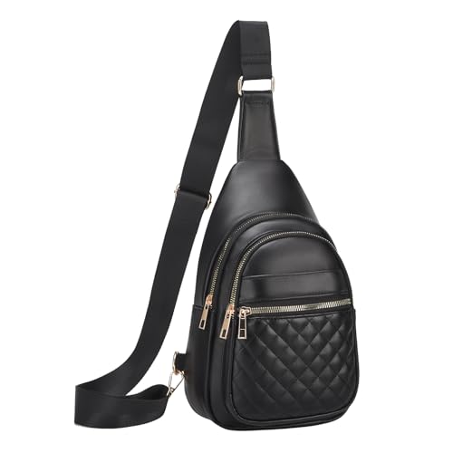 SUIKIHUM Umhängetasche aus PU-Leder für Damen, Crossbody-Brusttasche, Bauchtasche, trendig, Reisen, leicht, verstellbar, stilvoll, modisch, Schwarz, Stilvoll SUIKIHUM Umhängetasche aus PU-Leder für Damen, Crossbody-Brusttasche, Bauchtasche, trendig, Reisen, leicht, verstellbar, stilvoll, modisch, Schwarz, Stilvoll von SUIKIHUM