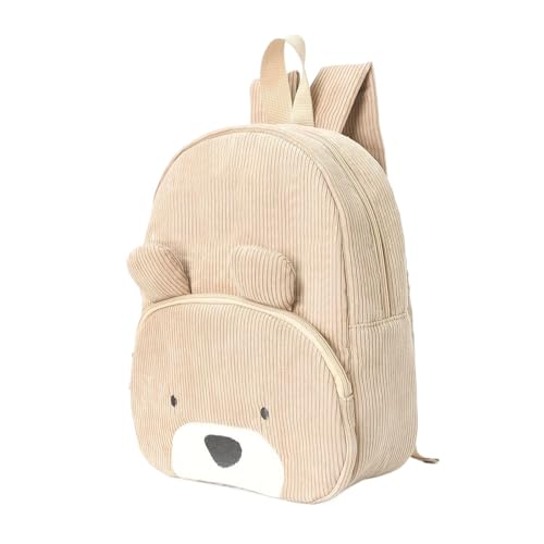 SUIOPPYUW Khaki und Pink Mädchen Grundschule Rucksack Reise und Schule geeignet für Schule Cord Kindergarten Rucksack Mädchen, Khaki Bär von SUIOPPYUW