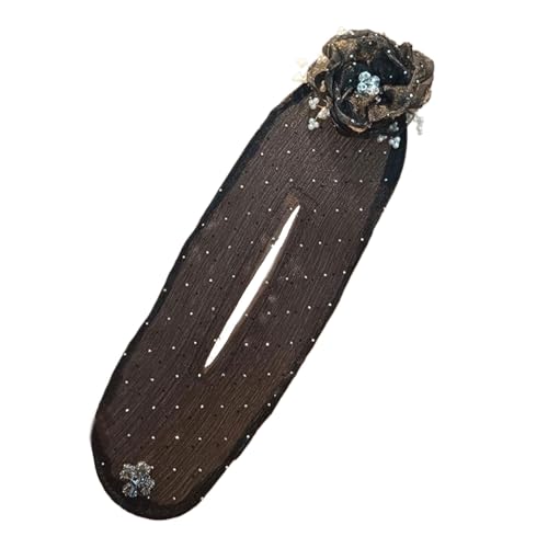 SUIOPPYUW Modisches Haar Accessoire Set aus Mesh im Used Look, sauberer und frischer Look, der den Charme hervorhebt, Gaze Haargummi und Haarnadel für Frauen, Schwarze Blumenperlen von SUIOPPYUW