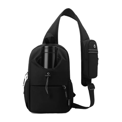 SUIOPPYUW Stilvolle wasserdichte Umhängetasche, leichte Umhängetasche, modisch für Moderne Männer, aus Polyester, langlebig, Schwarz von SUIOPPYUW
