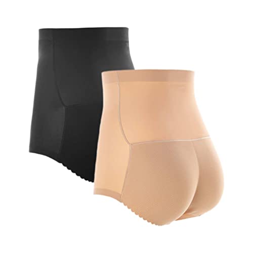 SUIUOI 2 STÜCKE Bauchkontrolle Shapewear Body Shaper, hohe Taille, Formende Schlüpfer Butt Lifter Boyshorts Panty, Bauchkontrolle, gepolstertes Höschen, Body Shaper, gepolsterter Hüftverstärker von SUIUOI