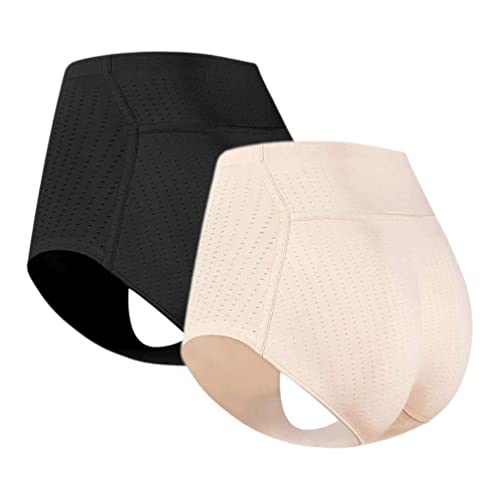 SUIUOI 2 STÜCKE Frauen Butt Lifter Fake Ass Gepolsterte Höschen, Schlanker Body Shaper Latex Pad Taille Cincher Gürtel Bauchkontrolle Tanga Höschen Kontrollhöschen Unterwäsche Shapewear von SUIUOI