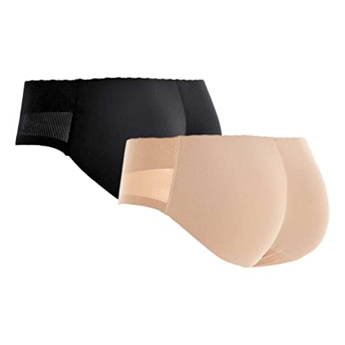 SUIUOI 2 STÜCKE Nahtlose Hip Lift Slips, Damen Butt Lifter Shapewear Gepolsterte Bauchkontrolle Boyshort Unterwäsche Atmungsaktiv, Butt Lifter Gepolsterte Höschen, Po Sculpting Fake Butt Low Waist von SUIUOI