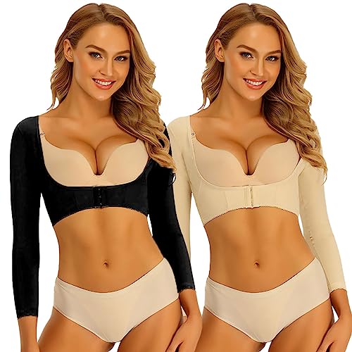 SUIUOI 2PCS Damen Oberarme Schlanker Shaper,Kompression Oberarme Ärmel Figurformende Shapewear Top,Nahtlose mit Post Chirurgisch Oberarme Schlanker Shaper,Shaping-Effekt Top Körperhaltung Korrektor von SUIUOI