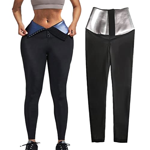 SUIUOI 2PCS Gewichtsverlust Hosen Sauna Kurz Hohe,Shorts Sauna Sporthose Abnehmen Hosen Laufhose Hot Thermo Sweat Schwitzhose Hosen, Taille Trainingshose Laufhose Abnehmen Leggings Body Shaper von SUIUOI