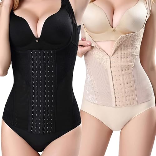 SUIUOI 2PCS Women’s Figure-Shaping Corset,Adjustable Top Body Chest Free Shapewear with Hooks,Under-bust Corset Shapewear, Figure Shaping Bodysuit, Waist Shaper Tummy Control,Open Bust Bodysuit, von SUIUOI
