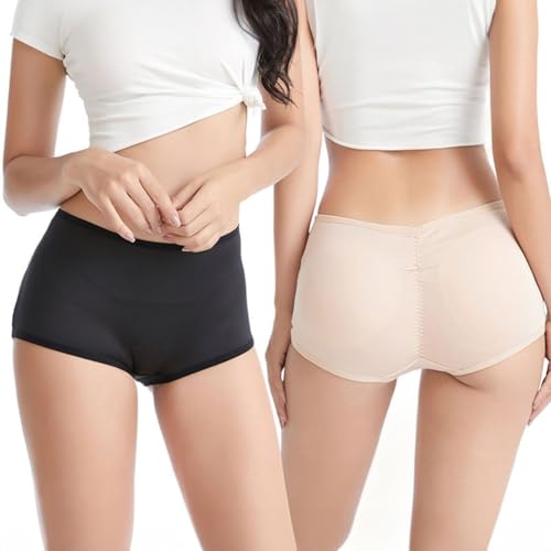 SUIUOI Damen Bauchweg Unterhose,Push Up Butt Miederhose Niedrige Taille Unterwäsche Body Shaper, Bauchweg Po Push Up Unterhose,Höschen Nahtlose Formender Miederpants Fake PP mit Einlegepolster von SUIUOI