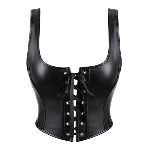 SUIUOI Damen Korsett – Lederweste mit verstellbaren Trägern, Figurformende Corsage mit Stützfunktion & Schnürung SUIUOI Damen Korsett – Lederweste mit verstellbaren Trägern, Figurformende Corsage mit Stützfunktion & Schnürung von SUIUOI
