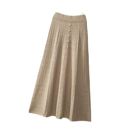 SUIUOI Damen Winter Midi Lang Röcke,Wool Skirt Winterrock Midi Wollrock Jersey Rock Vintage Damenrock Winter Faltenrock A-Linie Elegant Frauen Skirt Midi Röcke Maxirock von SUIUOI