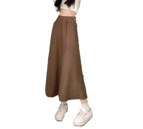 SUIUOI Damen Winter Midi Lang Röcke,Wool Skirt Winterrock Midi Wollrock Jersey Rock Vintage Damenrock Winter Faltenrock A-Linie Elegant Frauen Skirt Midi Röcke Maxirock von SUIUOI