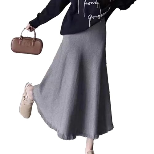 SUIUOI Damen Winter Midi Lang Röcke,Wool Skirt Winterrock Midi Wollrock Jersey Rock Vintage Damenrock Winter Faltenrock A-Linie Elegant Frauen Skirt Midi Röcke Maxirock von SUIUOI