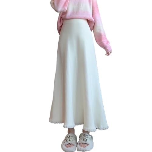 SUIUOI Damen Winter Midi Lang Röcke, Wollrock Jersey Vintage A-Linie Elegant Faltenrock Maxirock von SUIUOI