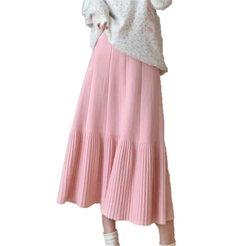 SUIUOI Damen Winter Midi Lang Röcke,Wool Skirt Winterrock Midi Wollrock Jersey Rock Vintage Damenrock Winter Faltenrock A-Linie Elegant Frauen Skirt Midi Röcke Maxirock von SUIUOI