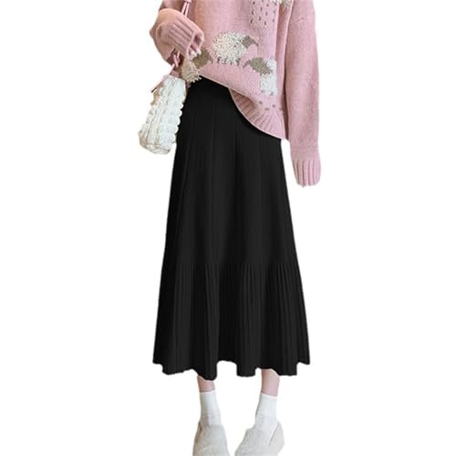 SUIUOI Damen Winter Midi Lang Röcke,Wool Skirt Winterrock Midi Wollrock Jersey Rock Vintage Damenrock Winter Faltenrock A-Linie Elegant Frauen Skirt Midi Röcke Maxirock von SUIUOI