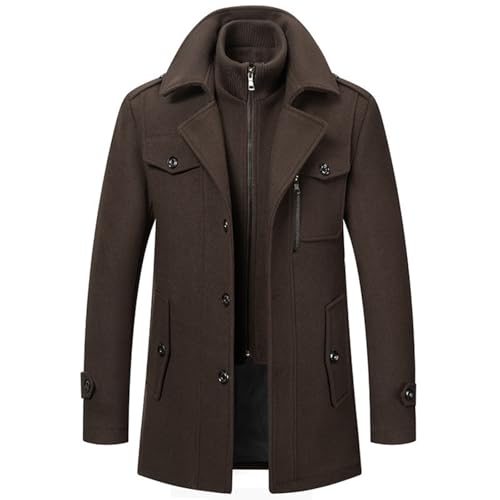 SUIUOI Mantel Herren Wollmantel Winter,Herrenmantel Lange Trenchcoat Jacken Wintermantel Langmantel Warme Wolljacke Mit Revers Lässiger Einfarbiger Kaschmirmantel,Wolle Kurzmantel Business Freizeit von SUIUOI