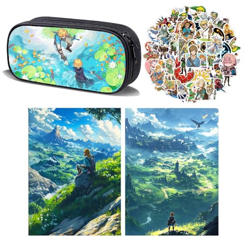 3 Zaleldas Federtasche Buch Aufkleber, Spiel Zaleldas Worlds Federmäppchen Notizbuch 50-Stikcers Merch, Vollfarbiges Schreibwaren Set (Multicolor03) von SUJEBRAN