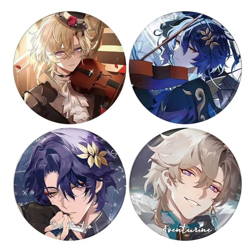 4 Aventurine＆Dr. Ratio Abzeichen 58MM Spiel Figure Aventurine＆Dr. Ratio Cosplay Buntes Brosche Honkais Stars Rail Badge Pins von SUJEBRAN