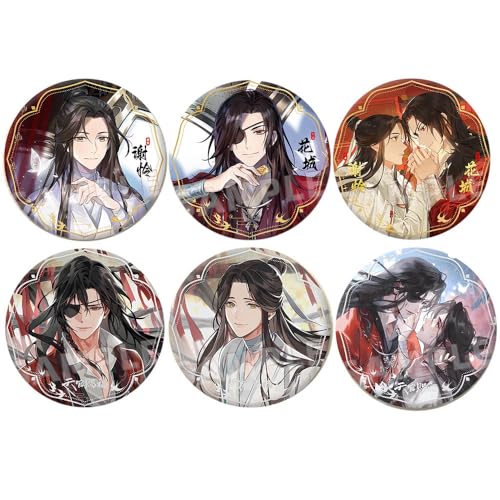 6 Heaven Official's Blessings Abzeichen Anime Figures Brosche Hua Cheng Xie Lian Cosplay Badge Pins 75MM von SUJEBRAN
